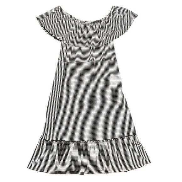 Michael Kors Ribbed Off the Shoulder Midi Dress, Navy Stripe, Size L - Picture 1 of 7